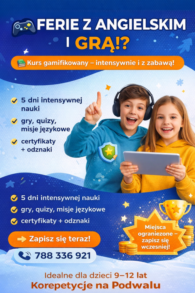 Kurs języka angielskiego dla dzieci i młodzieży.